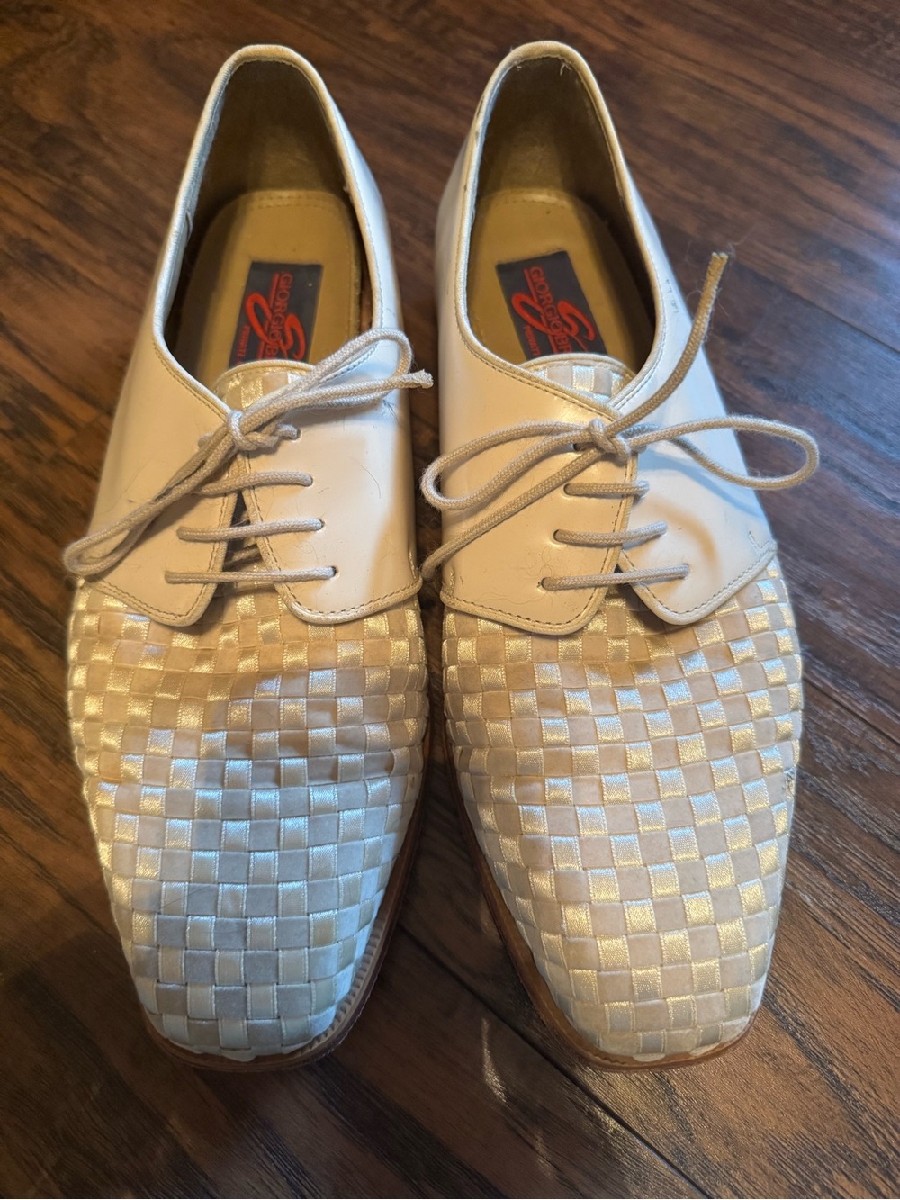 Giorgio Brutini Cream Woven Satin Lace-Up Oxfords